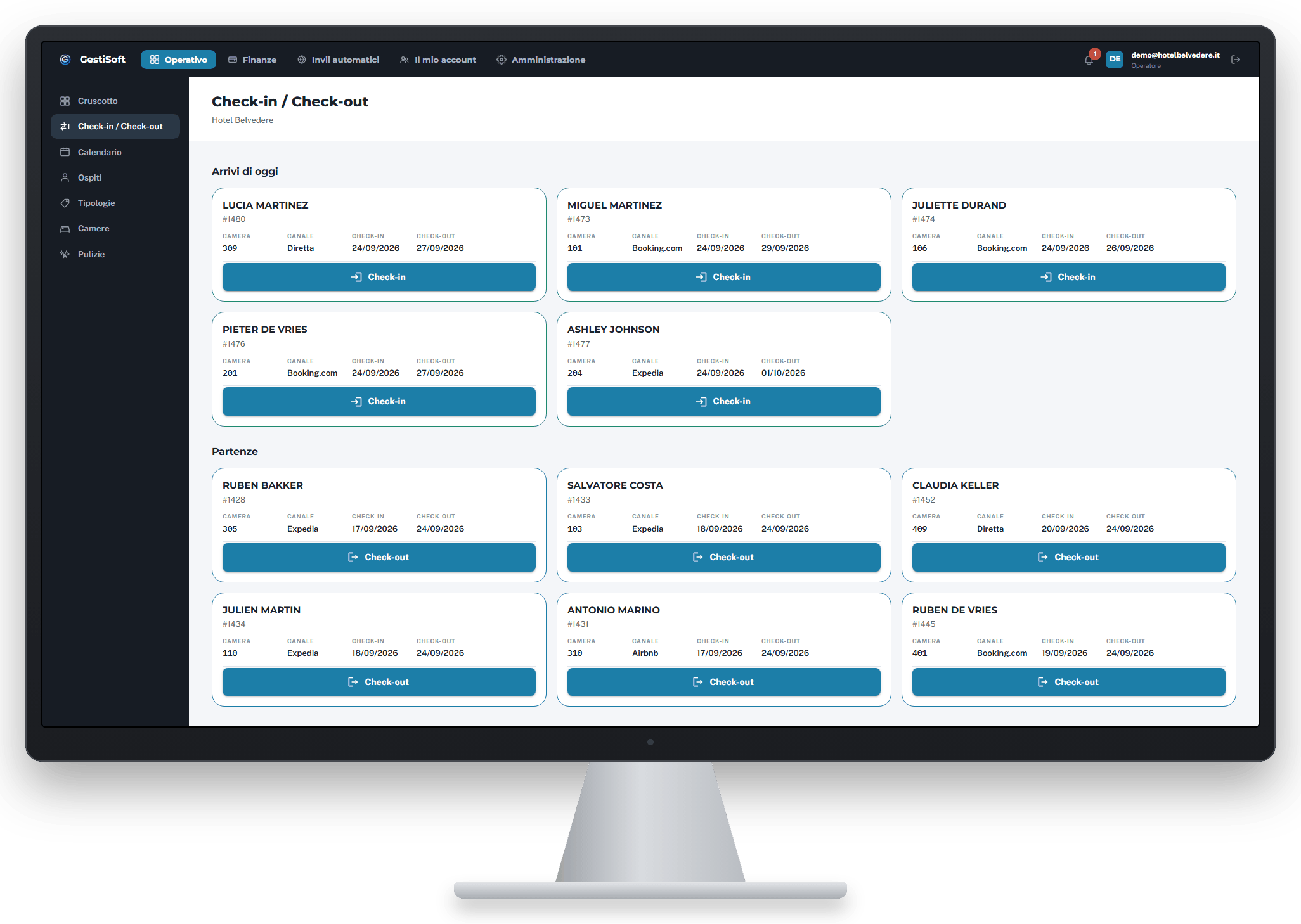 Check-in e check-out — GestiSoft Hospitality